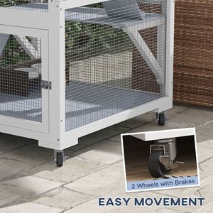 Large Outdoor Cat Enclosure with Wheels Weatherproof XL Multi-Level Catio Gray <b>Hammock</b> for 1-3 Cats up to 12lbs - Product Image 5