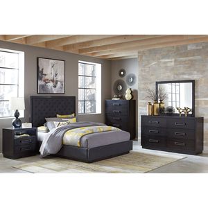 Commode de chambre moderne 1 pièce avec poignées élégantes en métal armé 6x tiroirs en finition anthracite avec dessus en verre - Product Image 6