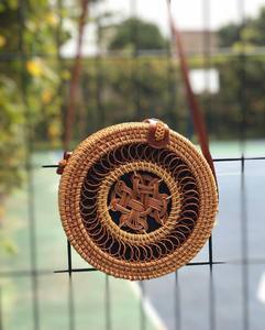 Rattan <b>Bag</b> with Mother of pearl Handmade <b>Wicker</b> Shoulder Handbag for Premium Summer Style Vietnam Origin - Product Image 4