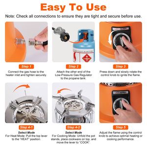 Estufa de Propano Portátil 2 en 1 de 3000W, Estufa de Gas para Exteriores con Soporte para Olla y Tubo de Gas para Camping, Accesorio para Estufas de Camping - Product Image 4