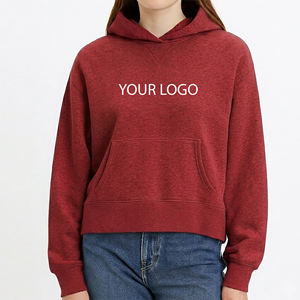Sudadera con capucha roja para mujer, de color sólido, manga larga, de algodón y forro polar, informal, con bolsillos, para otoño, a precio económico. - Product Image 4