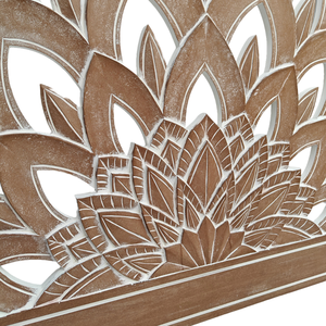 Cabecero de Cama Queen Size con Tallado de Loto en Madera Natural Blanca, Estilo Bohemio de Lujo, Cabecero de Madera Sintética Tipo Boho - Product Image 4