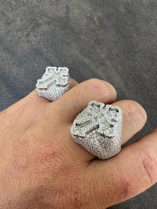 Gothic Tupac <b>Cross</b> Baguette Cut Prong Setting Hip Hop 925 Sterling <b>Silver</b> Wedding Engagement <b>Ring</b> Anniversary Gifts Unisex - Product Image 3