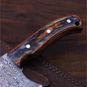 Cuchillo de Cocina Burraq OEM Hecho a Mano de Acero de Damasco de Grado Industrial, Cuchillo Multifuncional con Patrón de Gota de Lluvia, Funda de Cuero - Product Image 3