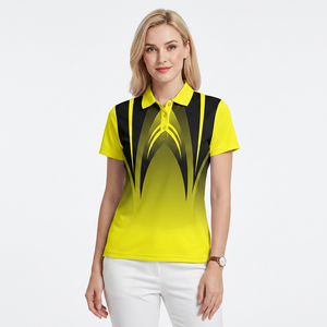 <b>Men's</b> Short Sleeve Polo Shirt Geometric Print Yellow Black Quick Dry Knitted Polyester Sporty Regular Fit - Product Image 5