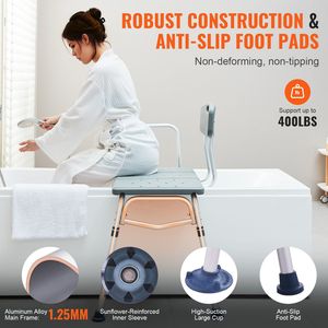 Sgabello da Doccia Regolabile e Leggero per Adulti e Anziani, Panca Antiscivolo per Trasferimento in Vasca, Attrezzatura di Sicurezza per Disabili, Doccia e Vasca - Product Image 4