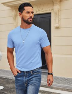 T-shirt basique pour homme en spandex/coton, coupe ample, léger, respirant, séchage rapide, écologique, manches courtes, décontracté, à porter au quotidien - Product Image 3
