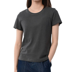 Camiseta de mujer de talla grande personalizada en oferta, tela transpirable 100% algodón, ropa deportiva, camisetas de manga corta para mujer, OEM - Product Image 1