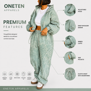Ensemble de survêtement à capuche pour femme, imprimé animal brodé sur mesure, manches longues, coupe ample, léger, dégradé de couleurs, coton teint par immersion - Product Image 5