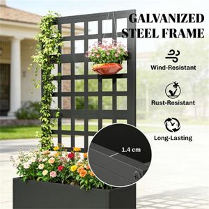 Jardinera Elevada Negra y Estante para Plantas, Producto Duradero de Cercas, Enrejados y Puertas - Product Image 2