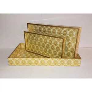 Plateaux de rangement en bois à motifs floraux, rectangulaires, empilables, laqués, design moderne, compatibles lave-vaisselle, faciles à nettoyer, multifonctionnels pour - Product Image 3