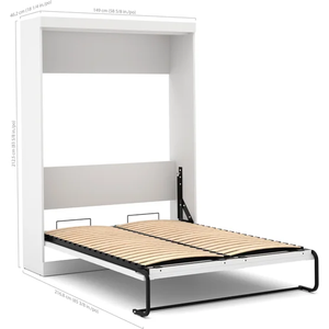 Lit Murphy blanc avec étagères de rangement, taille Queen, design moderne, meubles de chambre à coucher, lit mural pliable avec armoire intégrée - Product Image 3