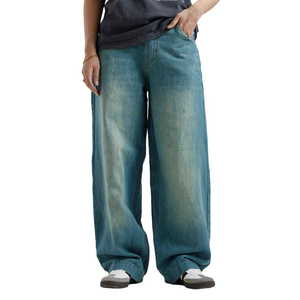 Pantalones Vaqueros Anchos de Diseño Personalizado, Estilo Urbano, Lavados, de Pierna Ancha para Hombre, Pantalones Vaqueros Rectos de Moda - Product Image 3