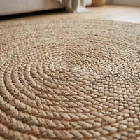 Tapis rond en jute tressé, tapis d'intérieur naturel tissé, écologique, style bohème, ferme, pour salon, chambre, décoration de sol, fait main