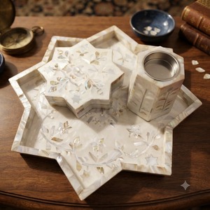 Juego de Quemadores de Incienso con Incrustaciones de Madreperla, Porta Incienso de Sándalo, Bandeja de Aromaterapia en Forma de Estrella para Decoración del Hogar - Product Image 1