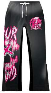 ชุดเซ็ตฮู้ดดี้และกางเกงวอร์มทรงขาบานสำหรับผู้ชาย สไตล์วินเทจ ปักลาย ซักล้างพิเศษ สีซีดจาง ซิปยาวเต็มตัว รับผลิตตามสั่งขายส่ง - Product Image 4