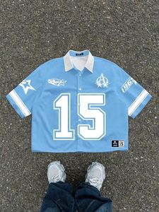 เสื้อเชิ้ตแขนสั้นสไตล์วินเทจ Y2K สำหรับผู้ชาย พิมพ์ลายกราฟิก ทรงโอเวอร์ไซส์ ติดกระดุม แบบเสื้อเบสบอล/โปโล - Product Image 4