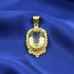 Pendentif artisanal en argent sterling 925 avec pierre précieuse citrine naturelle, forme ovale vintage, bijou statement, cadeau pour femme - Product Image 5