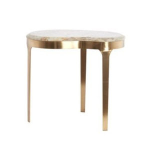 Table basse moderne ronde en marbre avec structure en acier et pieds en laiton, style contemporain haut de gamme, meubles de salon - Product Image 4