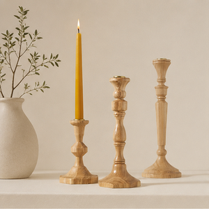 Handcrafted Mango Wood Taper Candle Holder Set Vintage Georgian-Inspired Candlesticks For Home Decor And Wedding Centerpieces - Product Image 2