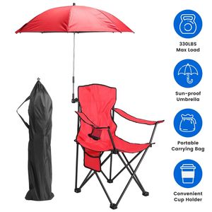 Sedia da campeggio portatile in alluminio con ombrellone rimovibile (42,13 pollici) - Supporta 150 kg per picnic - Product Image 1