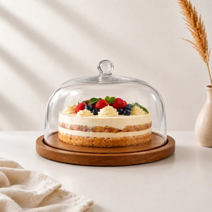 Affordable prices Golden <b>Cake</b> Platter With Glass <b>Dome</b> Cover Round Dessert Display <b>Stand</b> Reusable Hand Wash Only - Product Image 4