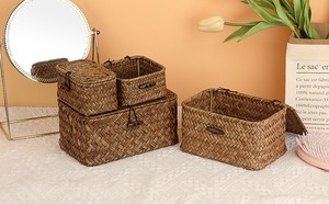 Panier en jonc de mer avec couvercle, taille mini, fait main, panier de rangement, vente en gros, écologique, fabriqué au Vietnam - Product Image 6