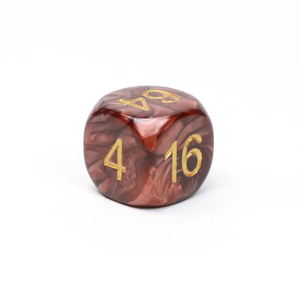 Cube de multiplication de backgammon professionnel en résine marbrée rouge, grand dé de remplacement pour jeu de société de tournoi - Product Image 3