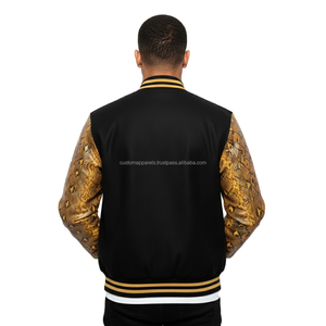 Chaqueta Varsity Personalizada al por Mayor con Bordado de Béisbol, Cuello Alto, Transpirable, Resistente al Viento, Mangas de Lana con Impresión DTG para Hombre - Product Image 6