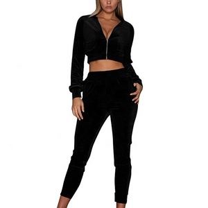 Women's Zipper Top Velvet Full Sleeve Track Suit Women's Front Zip Top Sweat Suit - Product Image 1