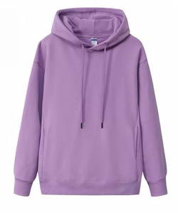 Unisex Purple Fleece Hooded Sweatshirt Oversized Regular Fit Casual Solid Color Pocket Design Autumn Wear <b>Men's</b> hooded - Product Image 1