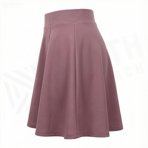Minifalda de Cintura Alta para Mujer, Estilo Casual, Plisada, de Color Sólido, Mezcla de Poliéster y Algodón, para Todas las Temporadas - Product Image 3