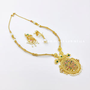 Peacock Pearl Gold-Plated <b>Bridal</b> <b>Jewelry</b> <b>Set</b> with Earrings - Product Image 1