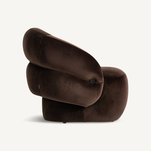 Modern Contemporary Swivel Lounge Chair Solid Teak Premium Velvet Upholstered Curved Barrel Design Deep Comfortable Seat - Product Image 2