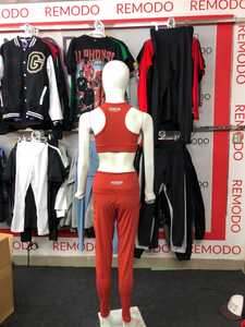 Stretchy Custom Logo Solid <b>Womens</b> Two Piece Yoga Sets Ribbed Spandex Material High Waist Racerback Crop Top <b>Legging</b> Zip-Up - Product Image 2