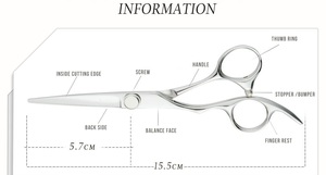 7.5inch Straight <b>Left</b> <b>handed</b> <b>Scissors</b> JAPAN 440C Steel Sharp Hardness Stainless Steel Handle Barber Shears Hair - Product Image 6