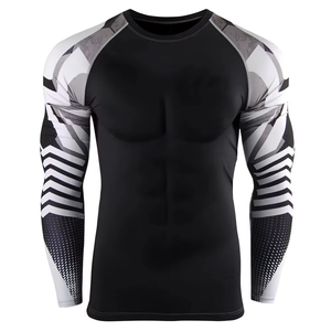 Chemises de compression de sport 100% polyester à manches longues avec logo personnalisé, rashguard BJJ, rashguard MMA sublimé pour hommes - OEM disponible - Product Image 2