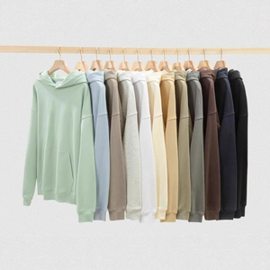 Dual <b>Stitch</b> Border <b>Hoodie</b> Men Reinforced Cuff Alignment Plain Color Solid Yarn Soft Cotton Overwears Supply - Product Image 6