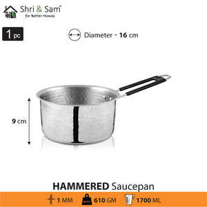 Lightweight Stainless Steel Hammered <b>Sauce</b> <b>Pan</b> - Product Image 4