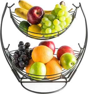 Cesta de fruta moderna, diseño elegante, malla de alambre de dos niveles con bandejas desmontables, cuencos de vajilla decorativos para Decoración de mesa - Product Image 1