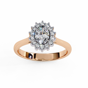 Anillos de diamantes, anillo de compromiso, oro sólido de 14K, diamante cultivado en laboratorio de 0.5 CT, corte ovalado y corte brillante redondo, colección de joyería de diamantes. - Product Image 4