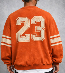 Sudadera de cuello redondo vintage para hombre, de gramaje pesado, para invierno, de color liso, con hombros caídos, transpirable y de secado rápido - Product Image 1