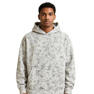 Nouveau style – Sweat à capuche hiver délavé à l'acide 100 % coton, coupe oversize en polaire, motifs personnalisés, respirant, haute qualité - Product Image 4