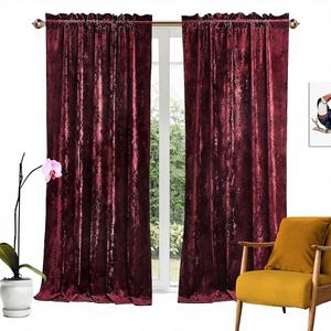 Custom Size <b>Crushed</b> <b>Velvet</b> <b>Curtain</b> Panels Blackout and Maroon Farmhouse Home Decor for Privacy in Living Room and Bedroom - Product Image 1