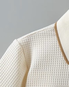 Boys Waffle Knit Cotton Eco-Friendly Quick Dry 180g Polo Shirt Short Sleeve Solid Color Breathable Casual Wear - Product Image 5
