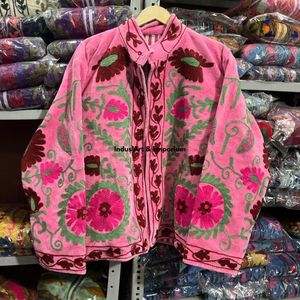 Indian Handmade Suzani Cotton Jacket Hand Embroidered Short Jacket Unisex Coat Handmade Suzani Short Jacket - Product Image 5