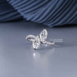 แหวนเพชรทรงมาร์คีส์และทรงกลม 14KT ทองคำเหลือง เพชรเพาะเลี้ยงสำหรับผู้หญิง เครื่องประดับหรูหรา 16 เม็ด ของขวัญวันครบรอบ น้ำหนัก 1.75 กรัม - Product Image 1