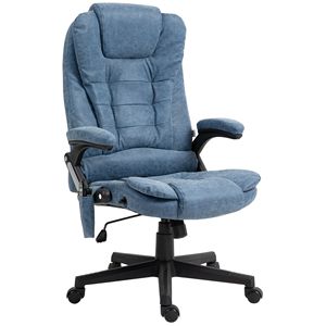 Poltrona Direzionale Reclinabile Riscaldata con 6 Punti di Vibrazione, Braccioli e Telecomando, Blu, Realizzata in Legno - Product Image 1