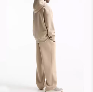 Conjunto Deportivo Minimalista Oversize para Hombre – Sudadera con Capucha de Color Sólido y Pantalones Deportivos de Pierna Ancha, Estilo Casual Urbano, 2 Piezas - Product Image 6