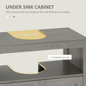 Mobiletto Moderno Grigio Sottolavabo con 2 Ante, Mobiletto a Colonna per Bagno, Scaffale Organizzatore in MDF per Casa, Hotel, Soggiorno, Cucina - Product Image 4